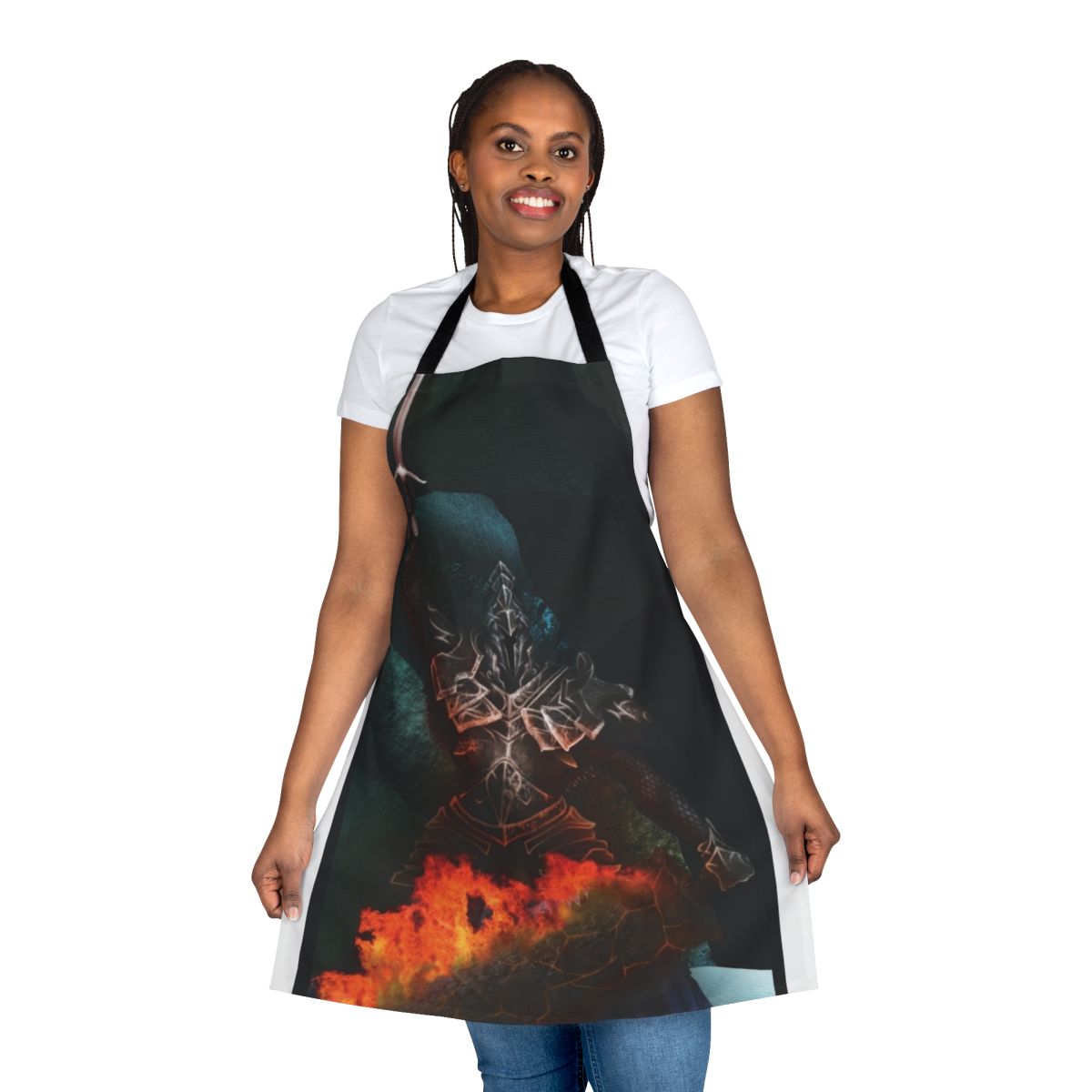 A dark fantasy-styled apron inspired by the Souls video game series