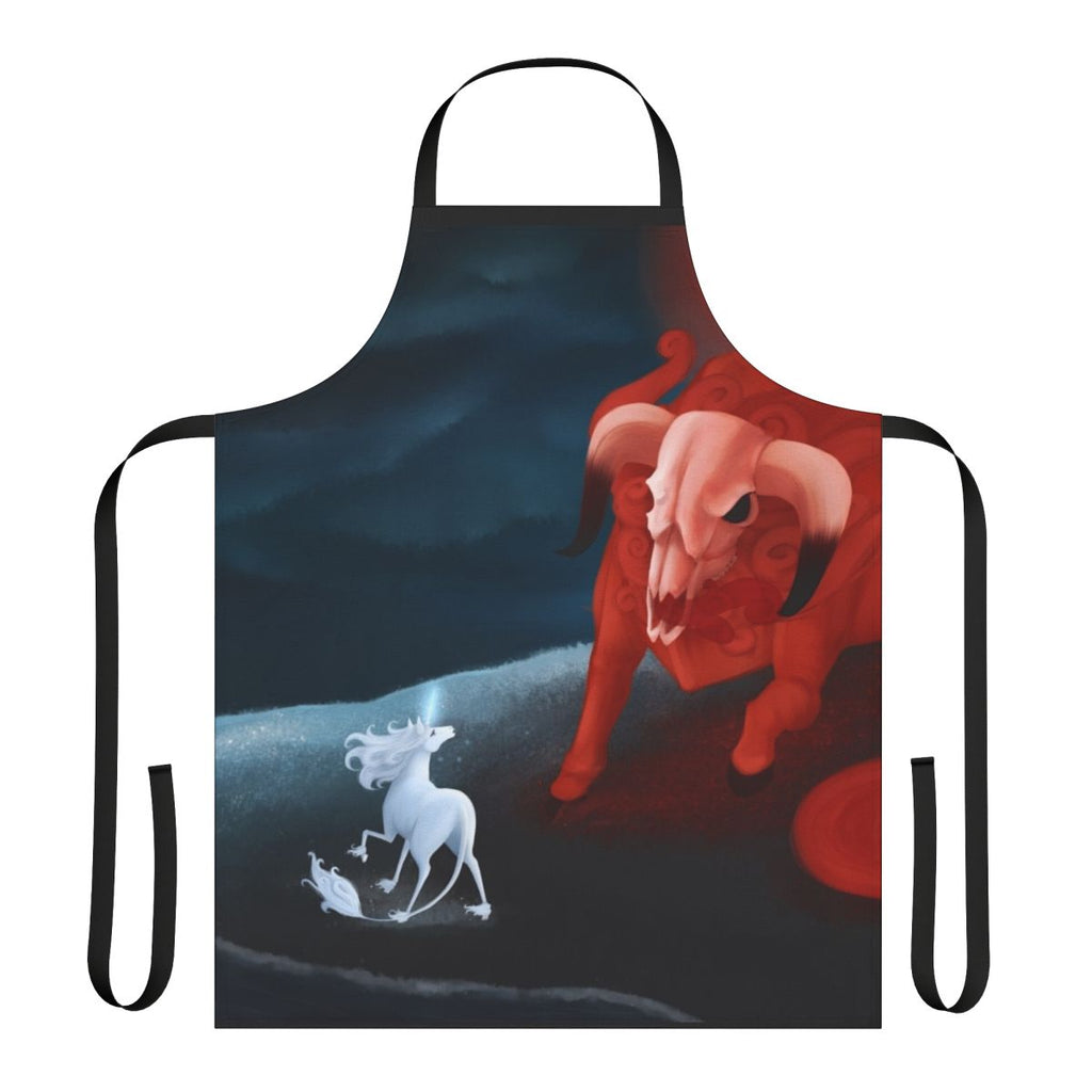 Dark unicorn graphic printed on a high-quality apron