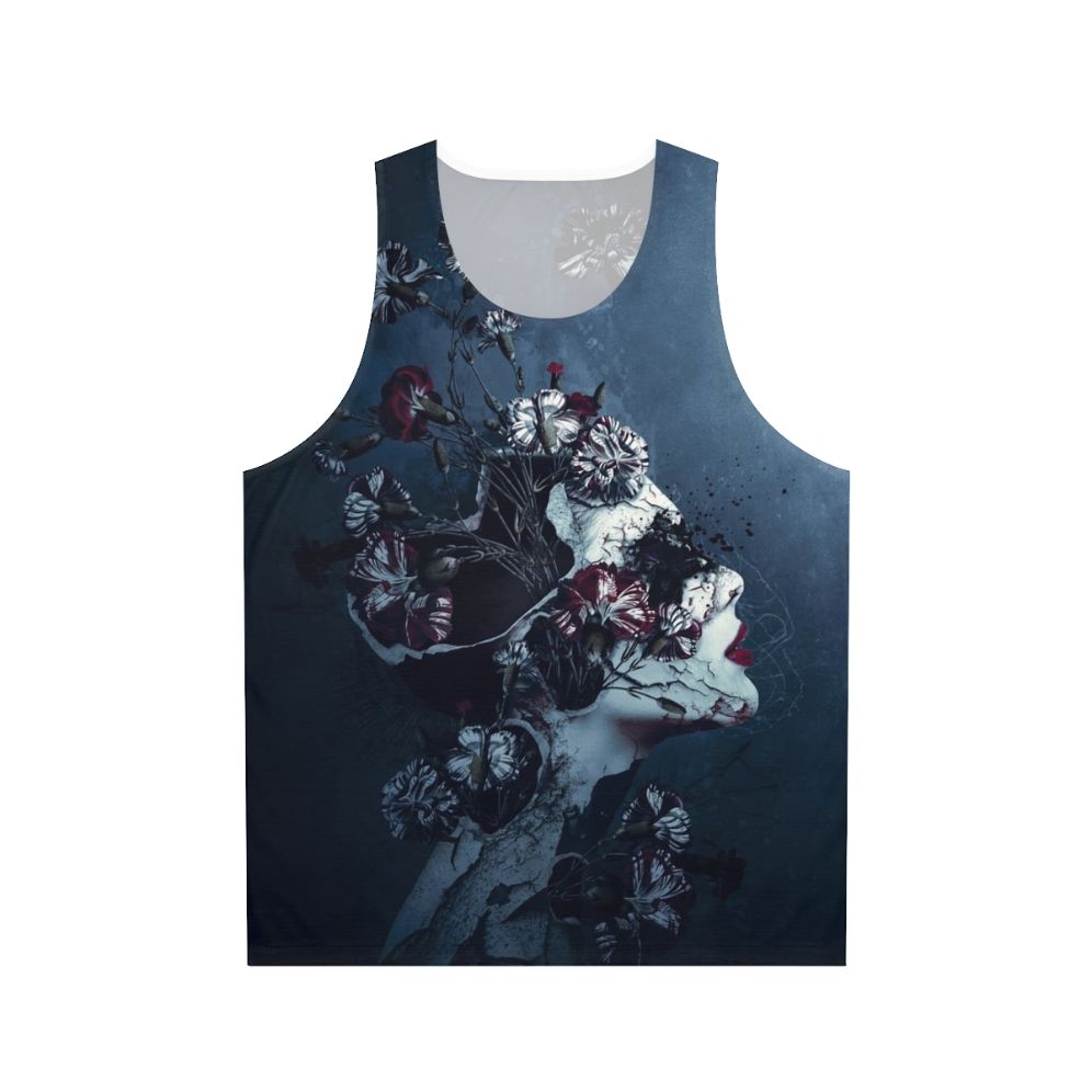Dark floral unisex tank top