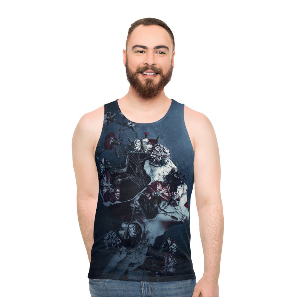 Dark floral unisex tank top