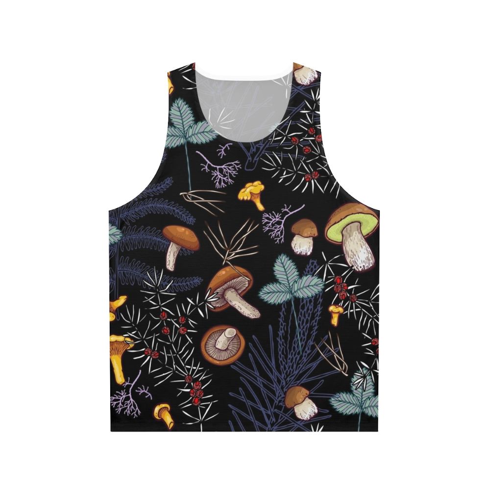 Dark forest mushrooms nature pattern unisex tank top