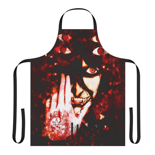 Dark and gothic-inspired kitchen apron featuring Hellsing anime characters