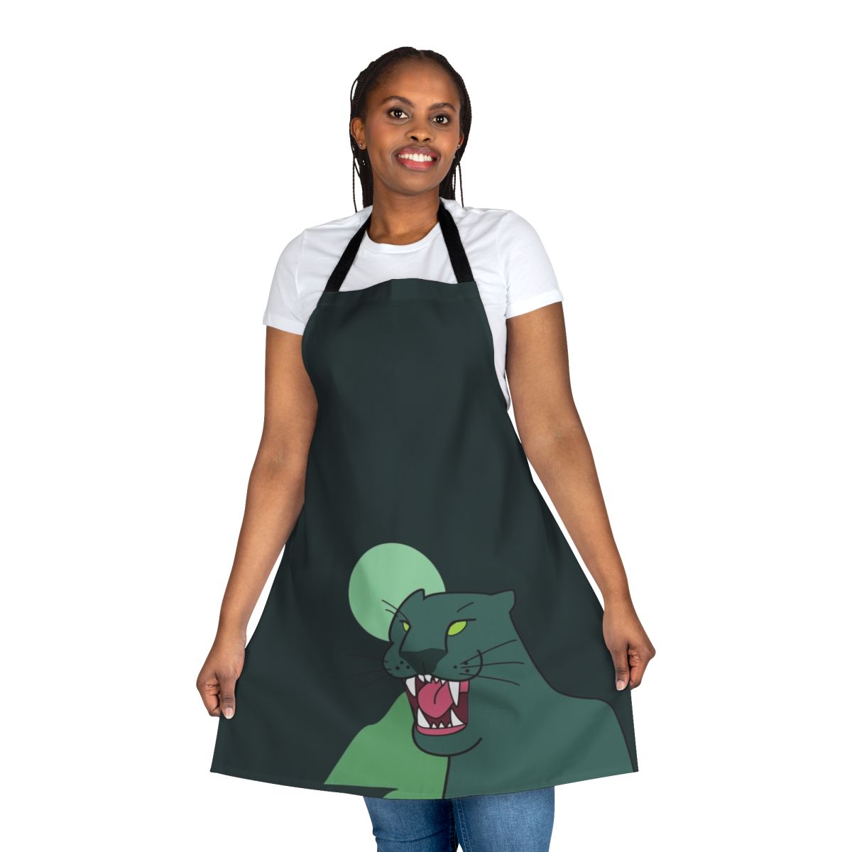 A dark green apron with Gravity Falls-inspired designs, perfect for cosplay or cooking.
