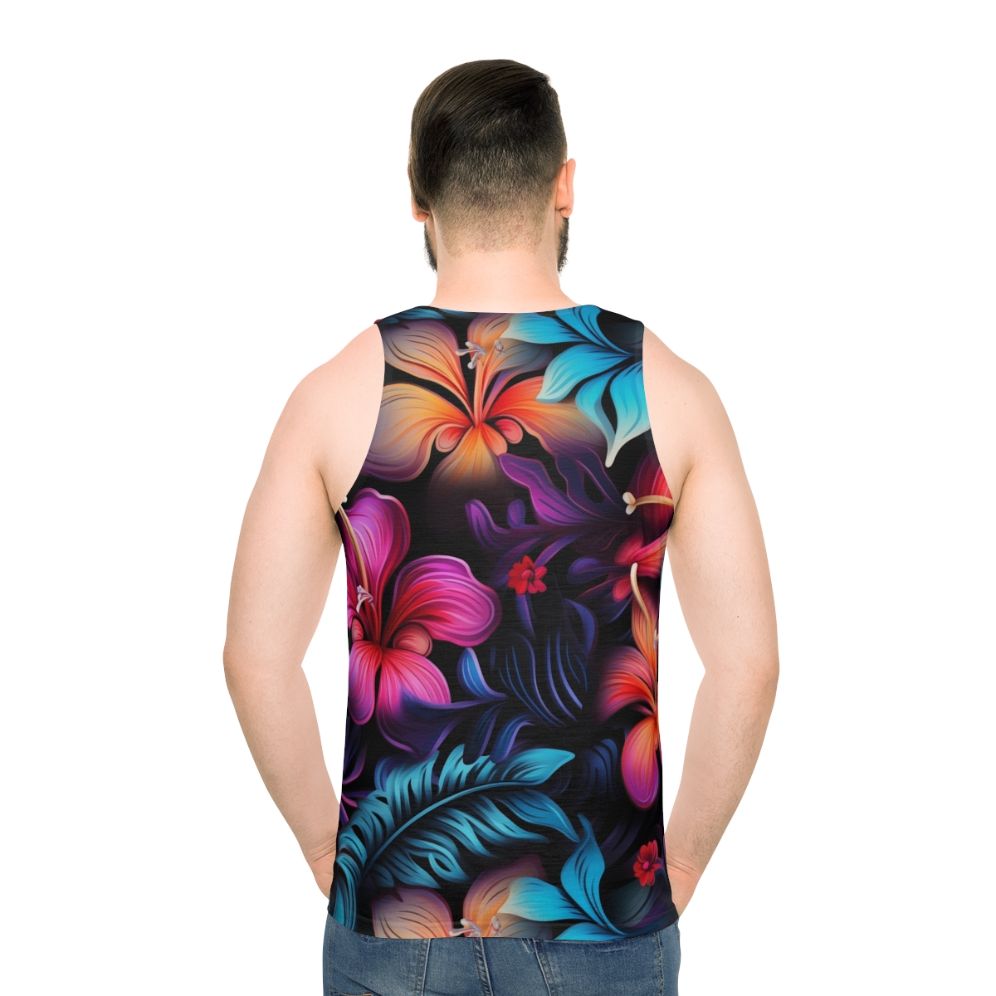 Dark Hawaiian pattern unisex tank top