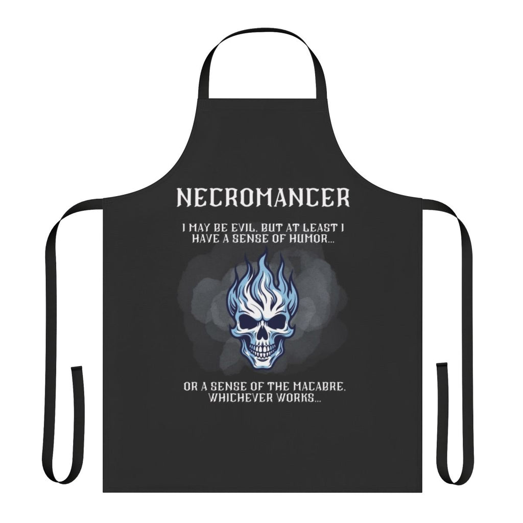 Dark magic-themed apron with necromancer design, perfect for RPG fans and fantasy enthusiasts