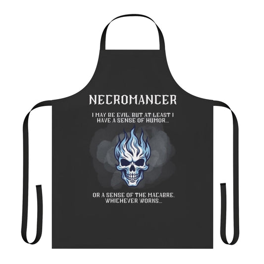 Dark magic-themed apron with necromancer design, perfect for RPG fans and fantasy enthusiasts