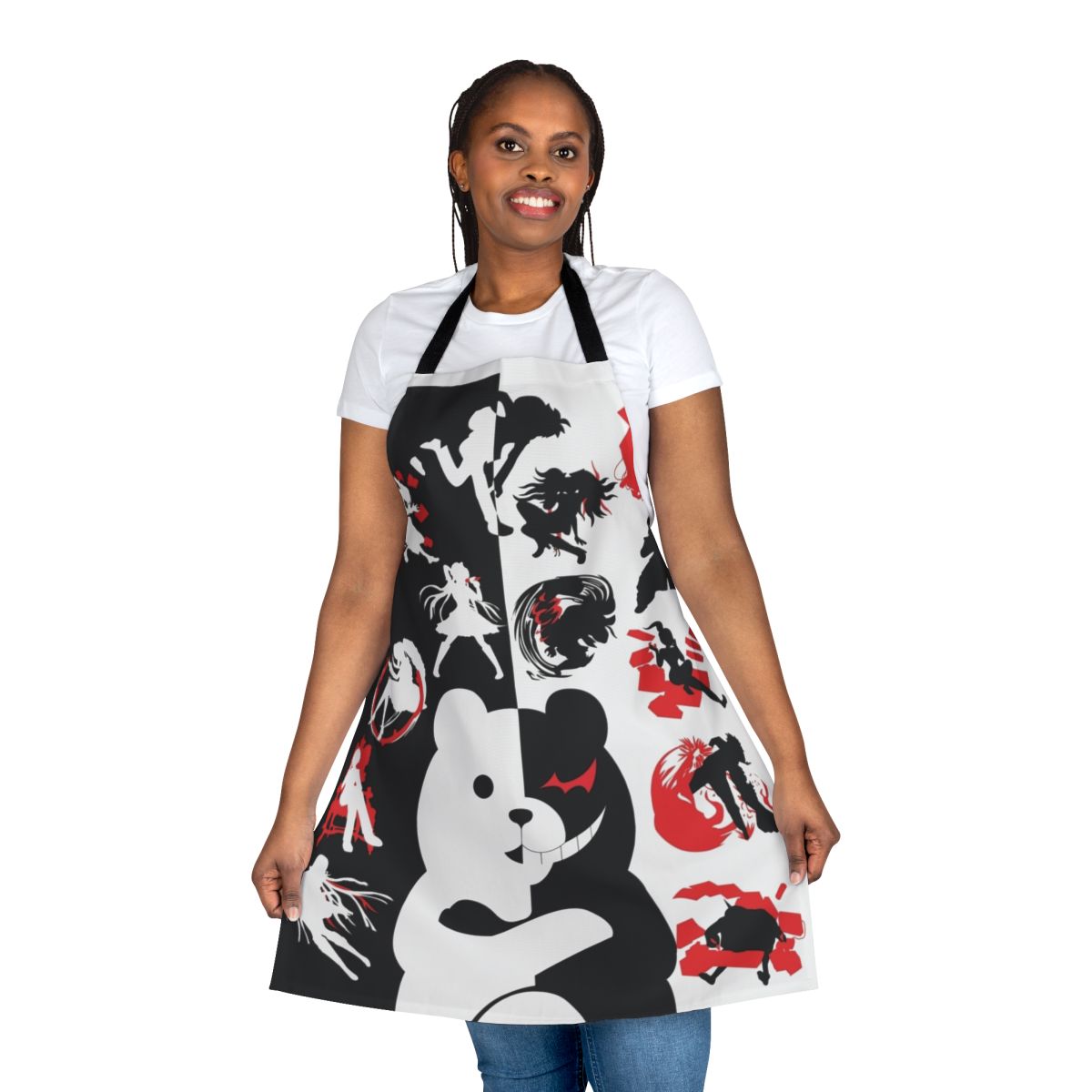 Dark-themed Monokuma apron with "Despair" design, perfect for Danganronpa enthusiasts
