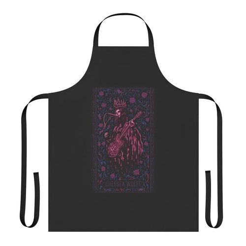 "Chelsea Wolfe-inspired dark music tribute apron with gothic style design"