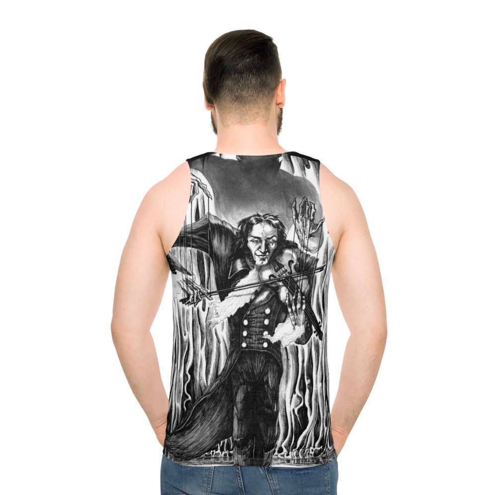 Dark musician unisex tank top with Niccolo Paganini violin art