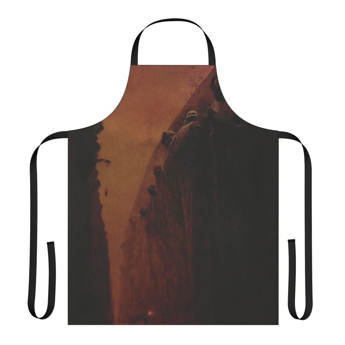 Dark, enigmatic surrealist art apron featuring a pathway design by Polish painter Zdzisław Beksiński.