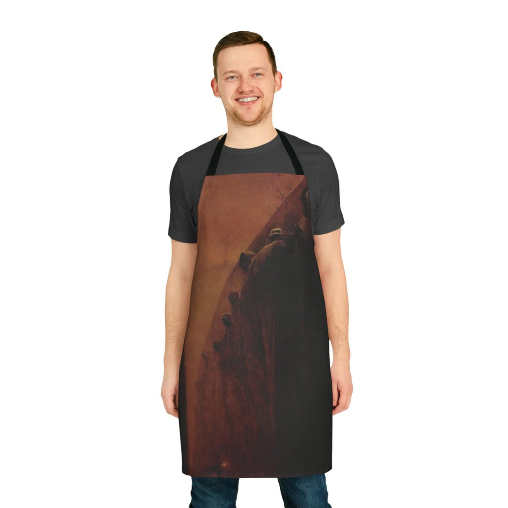 Dark, enigmatic surrealist art apron featuring a pathway design by Polish painter Zdzisław Beksiński.