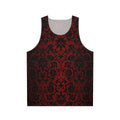Dark Red Damask Pattern Unisex Tank Top