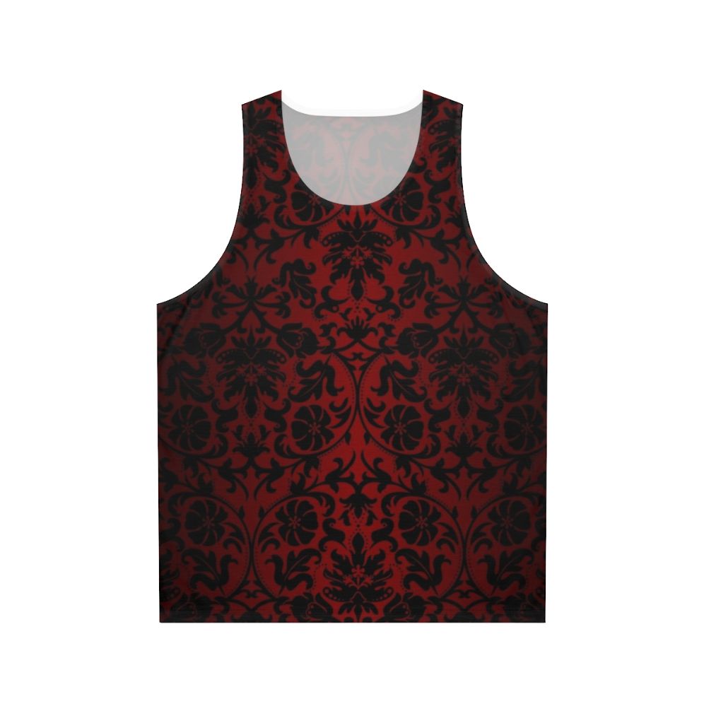 Dark Red Damask Pattern Unisex Tank Top
