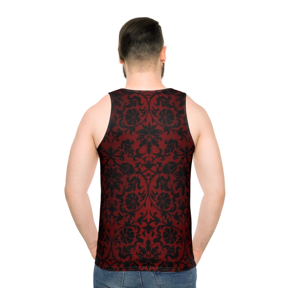 Dark Red Damask Pattern Unisex Tank Top