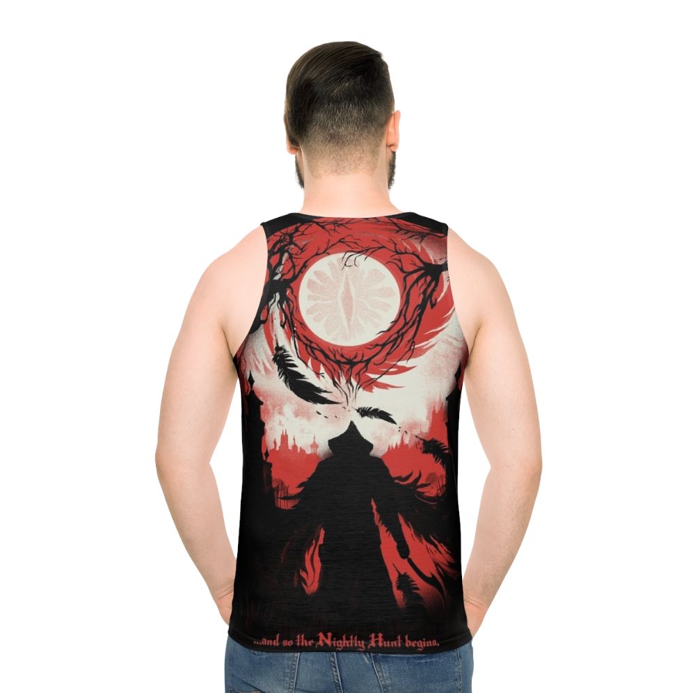 Dark Souls and Bloodborne inspired unisex tank top with the text "And So The Nightly Hunt Begins"
