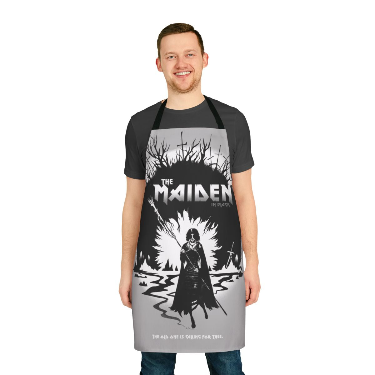 Dark Souls inspired black apron with gothic design