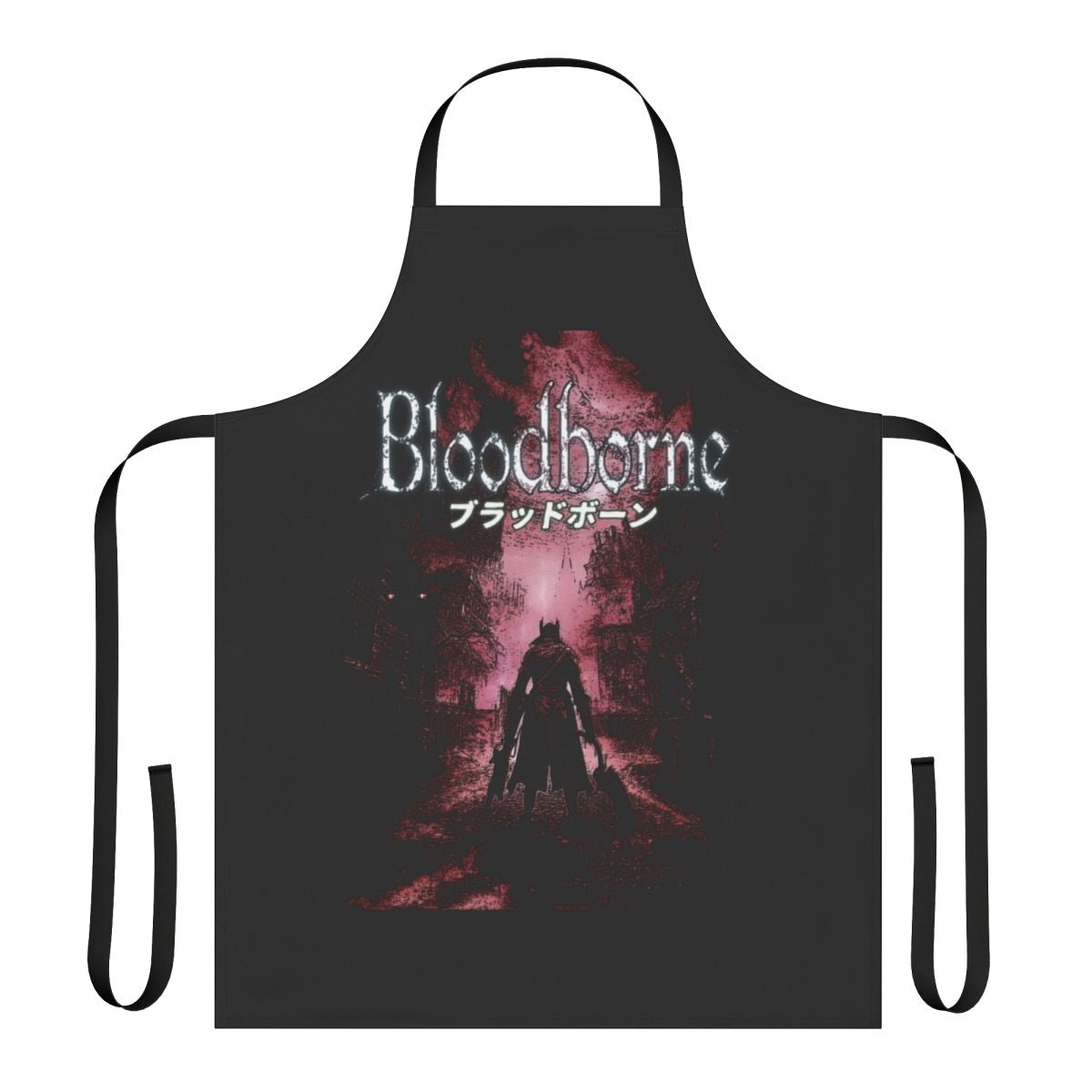 Dark fantasy inspired apron with Bloodborne and Dark Souls imagery