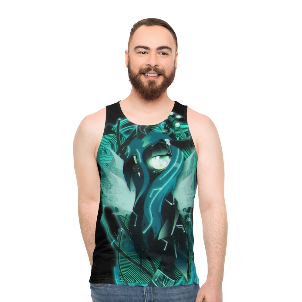 Dark synthwave cyberpunk Queen Chrysalis unisex tank top