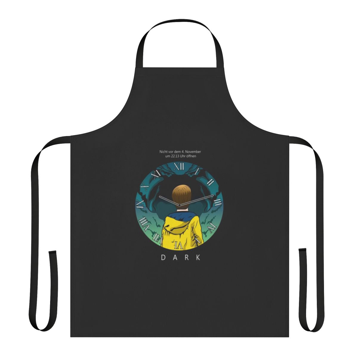 Dark-themed apron with Netflix series illustration