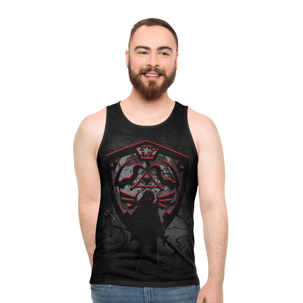 Dark Times Unisex Tank Top featuring retro gaming and fantasy inspired design