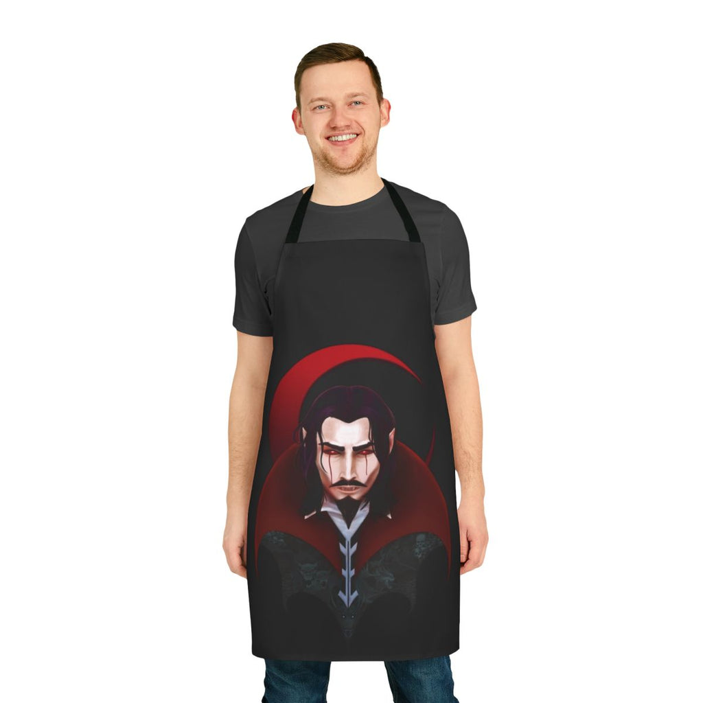 Dark gothic-style apron featuring Dracula, Vlad Tepes, and Castlevania night creatures