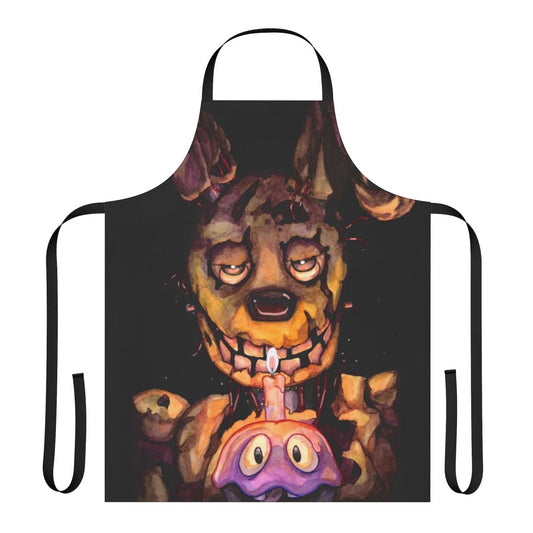 Dark, watercolor-style fan art apron inspired by the Five Nights at Freddy's horror video game series