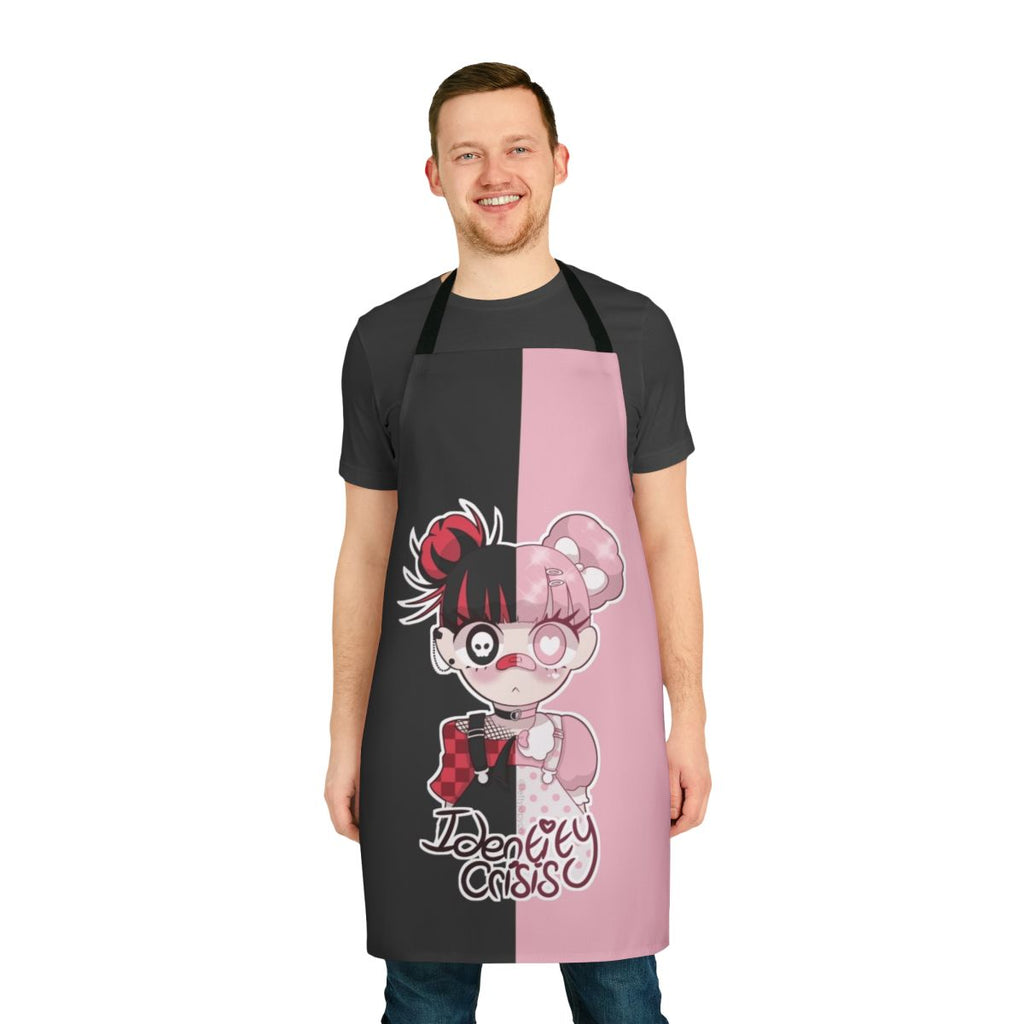 Apron with dark, whimsical anime-inspired design