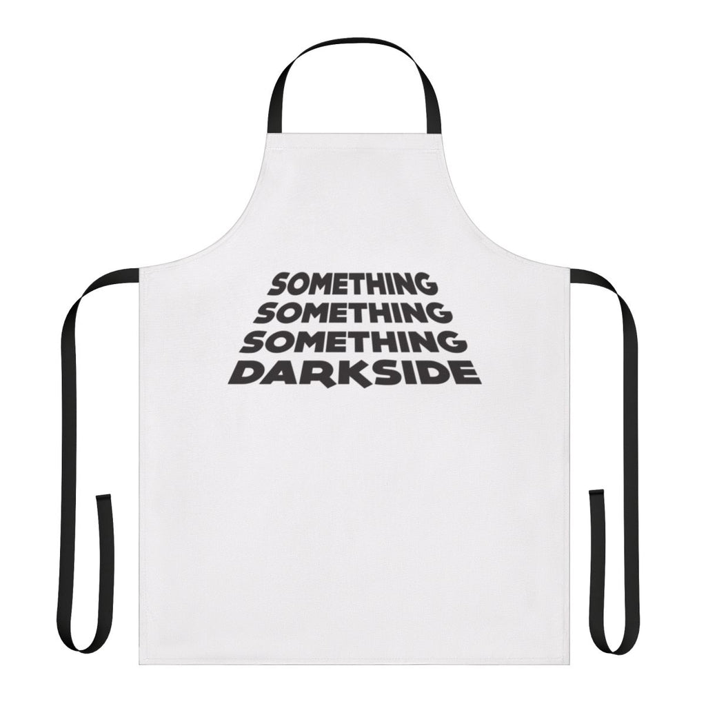 A black apron with a stylized "Darkside" design, featuring elements from the Star Wars universe.
