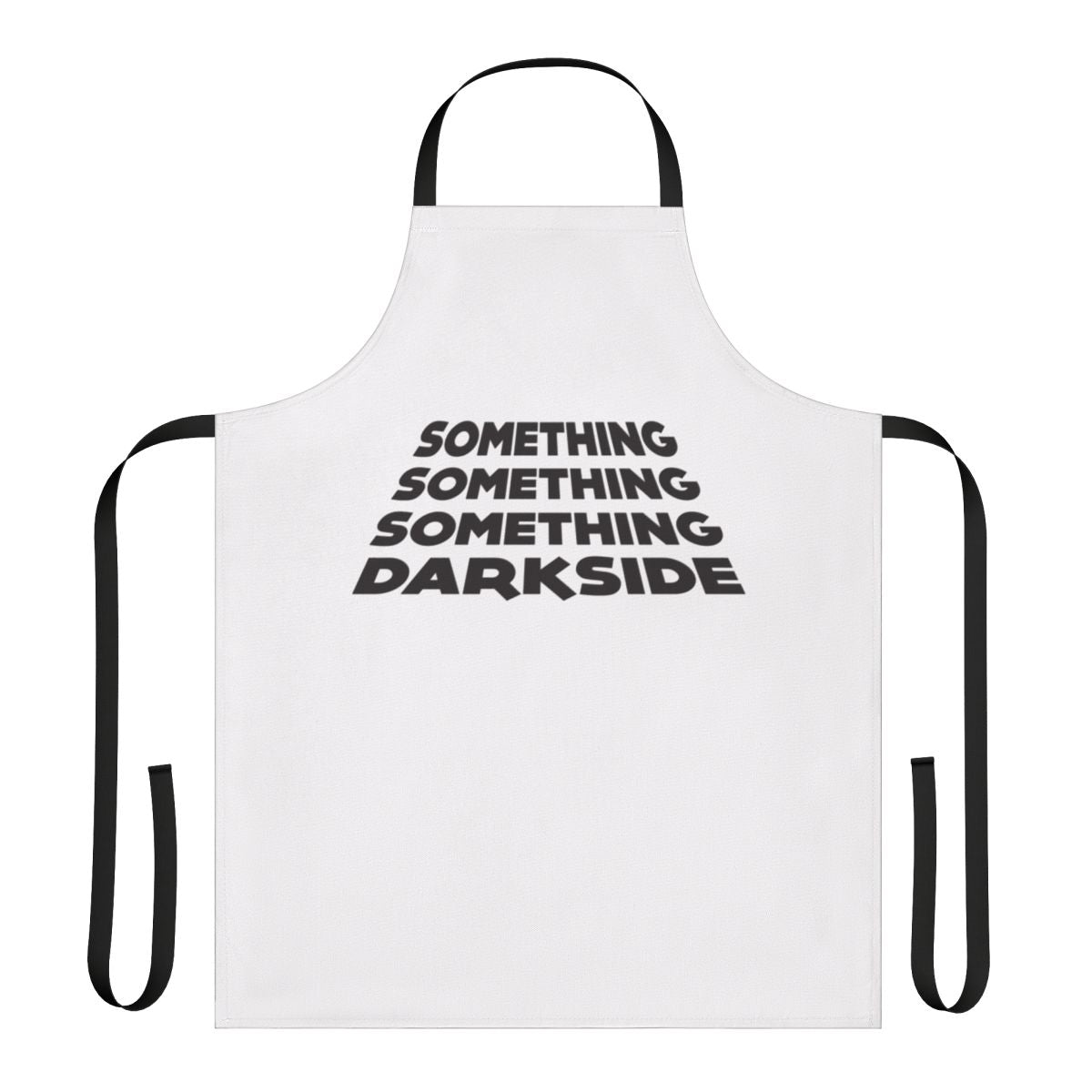 A black apron with a stylized "Darkside" design, featuring elements from the Star Wars universe.