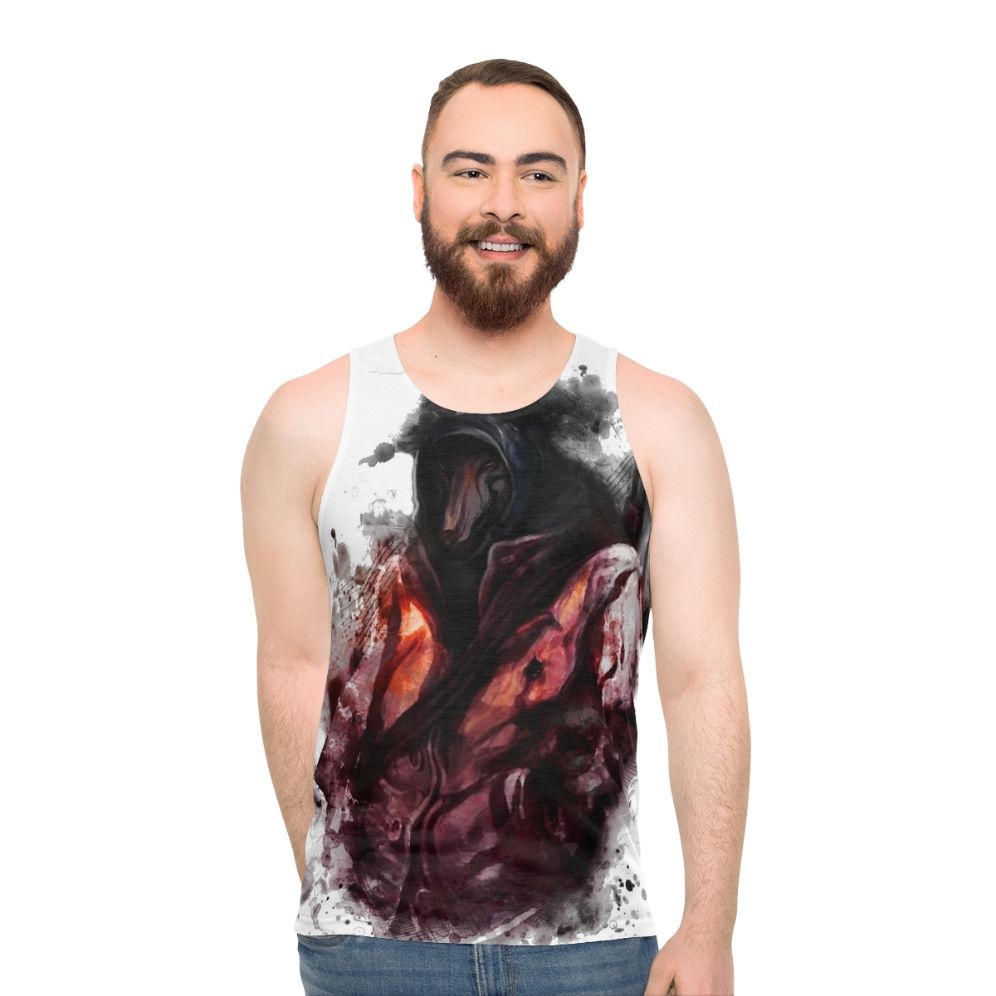 Darkwood Unisex Tank Top with Horror-Themed Design