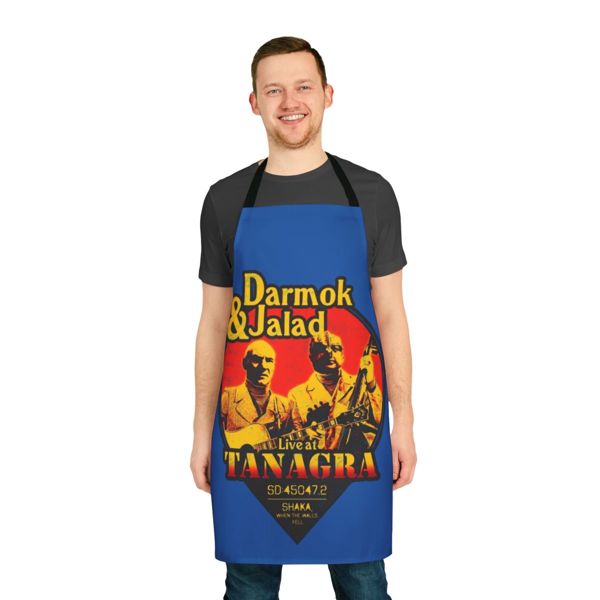 A humorous apron inspired by the iconic Star Trek: The Next Generation episode "Darmok and Jalad"