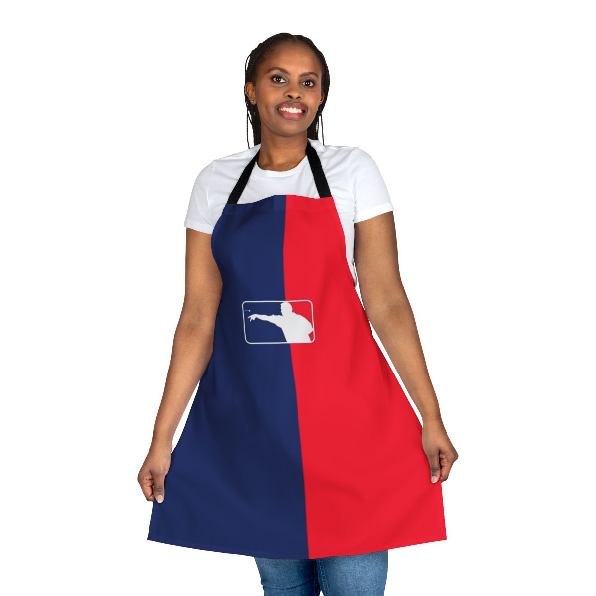 A high-quality darts apron featuring a sleek design and sports-themed graphics for dart enthusiasts.