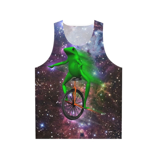 Dat Boi Meme Unisex Tank Top featuring a frog astronaut in outer space