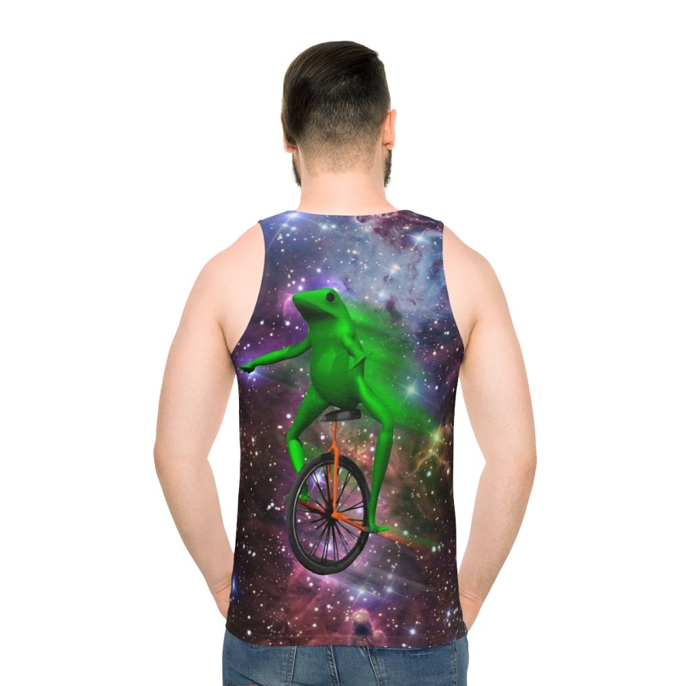 Dat Boi Meme Unisex Tank Top featuring a frog astronaut in outer space