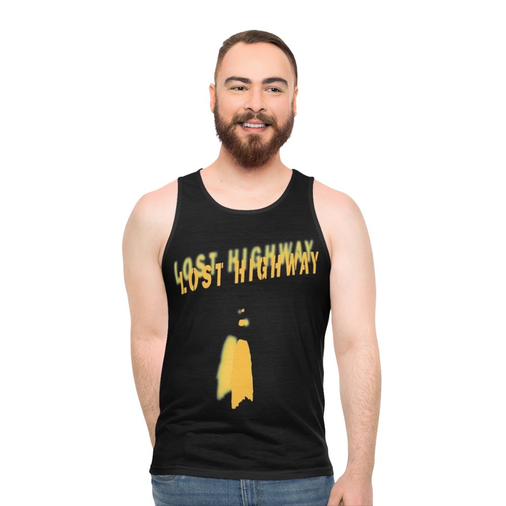 Unisex tank top featuring a David Lynch movie design