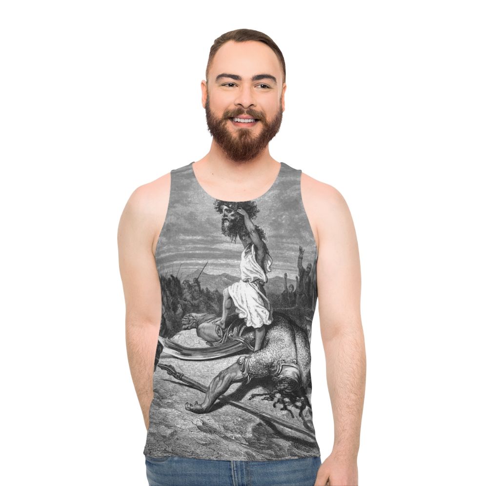 Unisex tank top featuring Davide E Golia biblical history artwork
