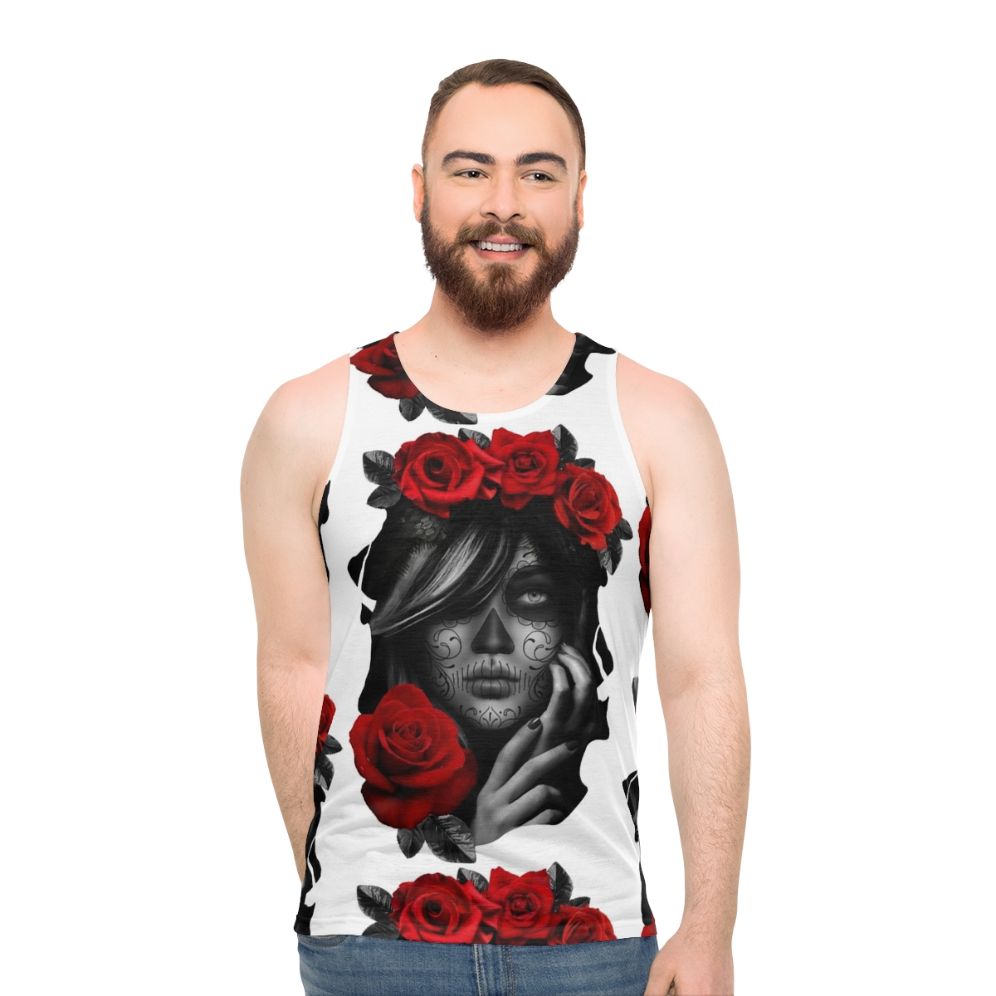 Day of the Dead Women's Unisex Tank Top with Sugar Skull Design