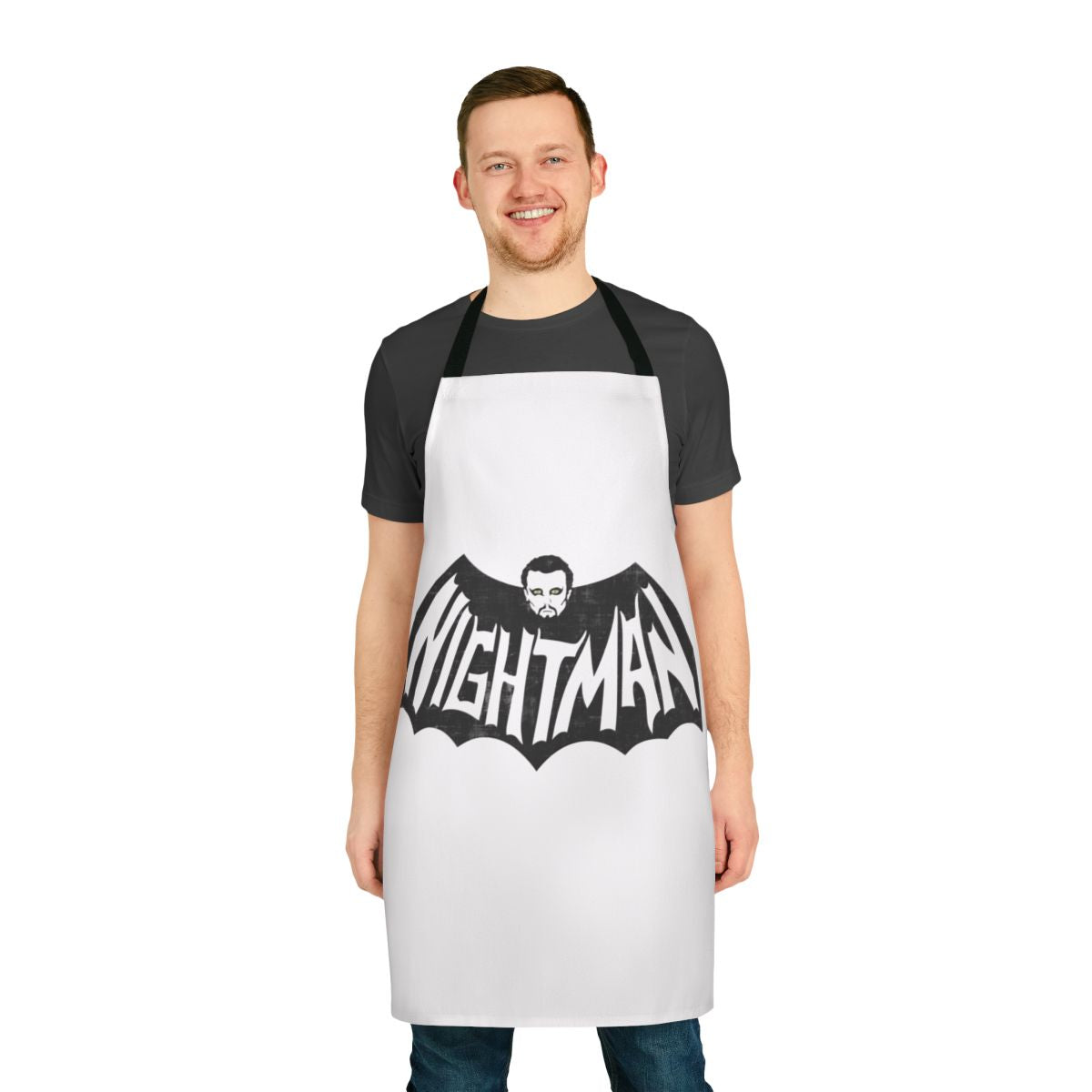 Dayman vs Nightman themed apron in a sun design