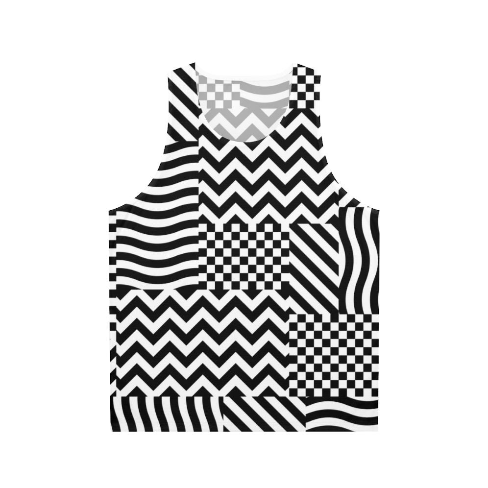 Dazzle Geometric Patterns Unisex Black and White Tank Top