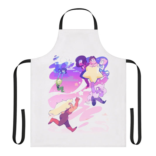 Vibrant apron with crystal gems and characters from the popular cartoon series Steven Universe