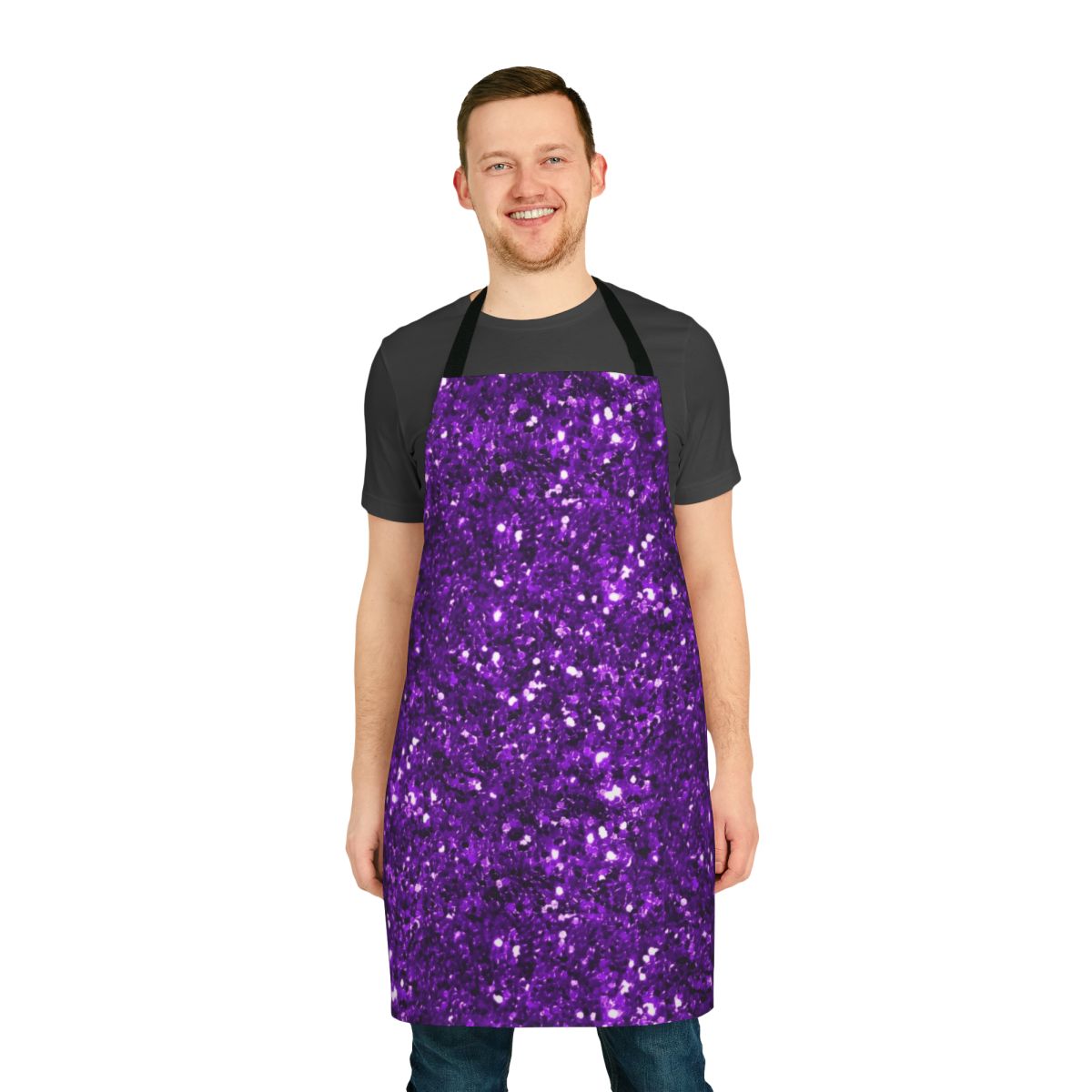 Purple glittery apron with shiny confetti design