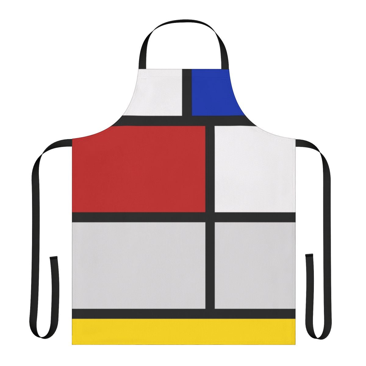 De Stijl-inspired apron featuring Mondriaan's geometric primary color art design
