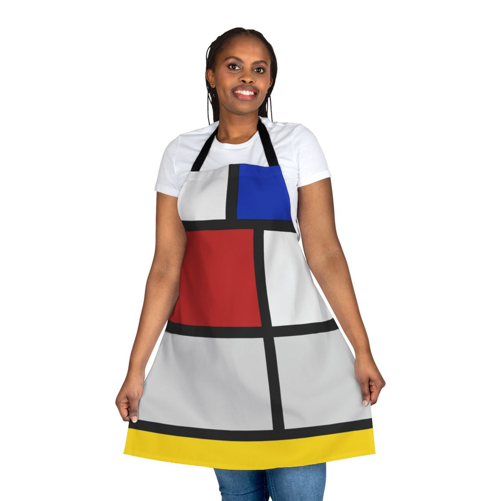 De Stijl-inspired apron featuring Mondriaan's geometric primary color art design