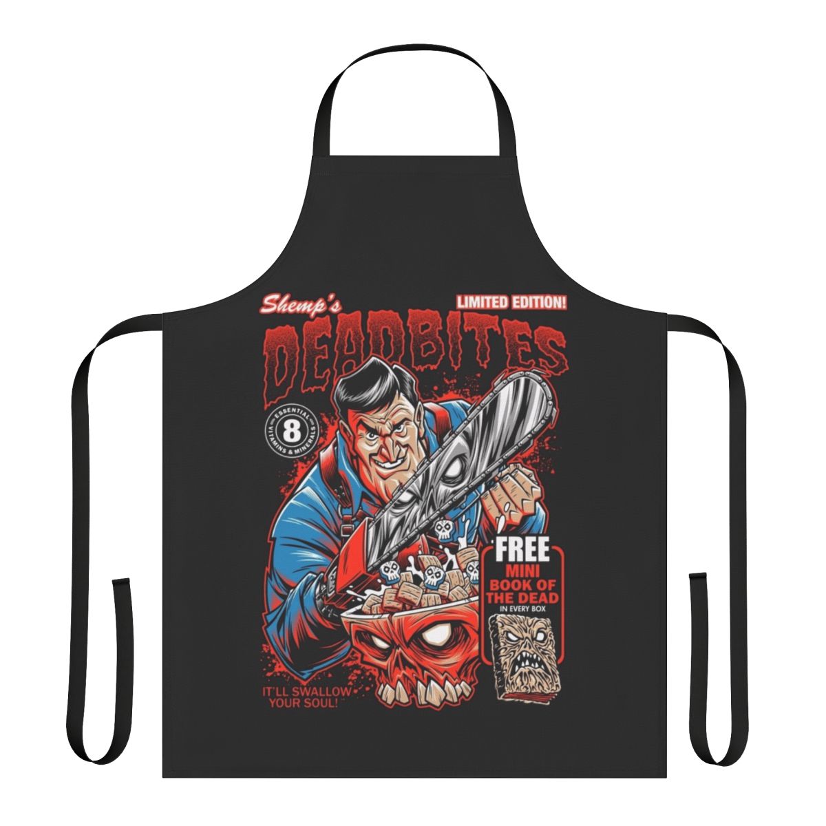 Deadbites character-inspired apron with vibrant colors and playful design