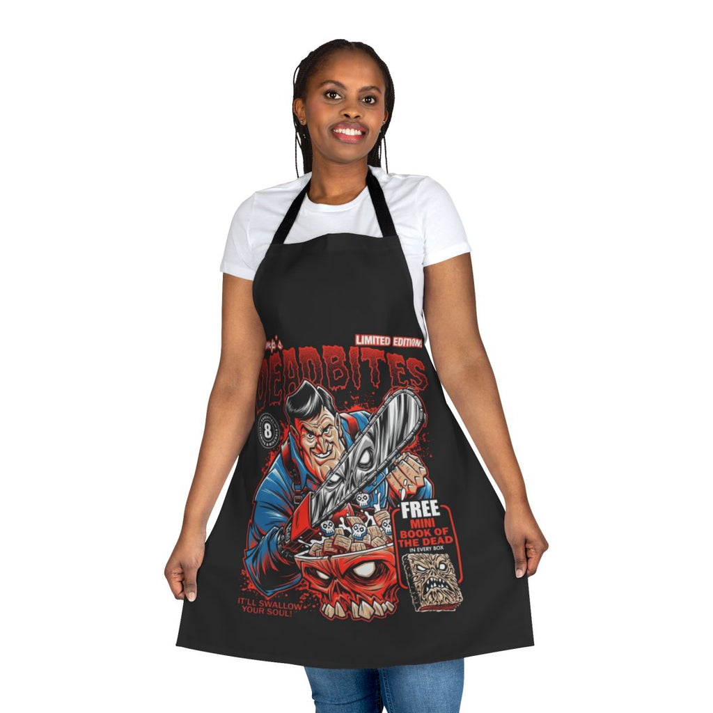 Deadbites character-inspired apron with vibrant colors and playful design