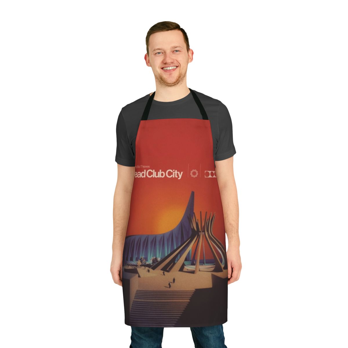 Nothing But Thieves Deadclub City inspired cooking apron with band logo and album artwork.
