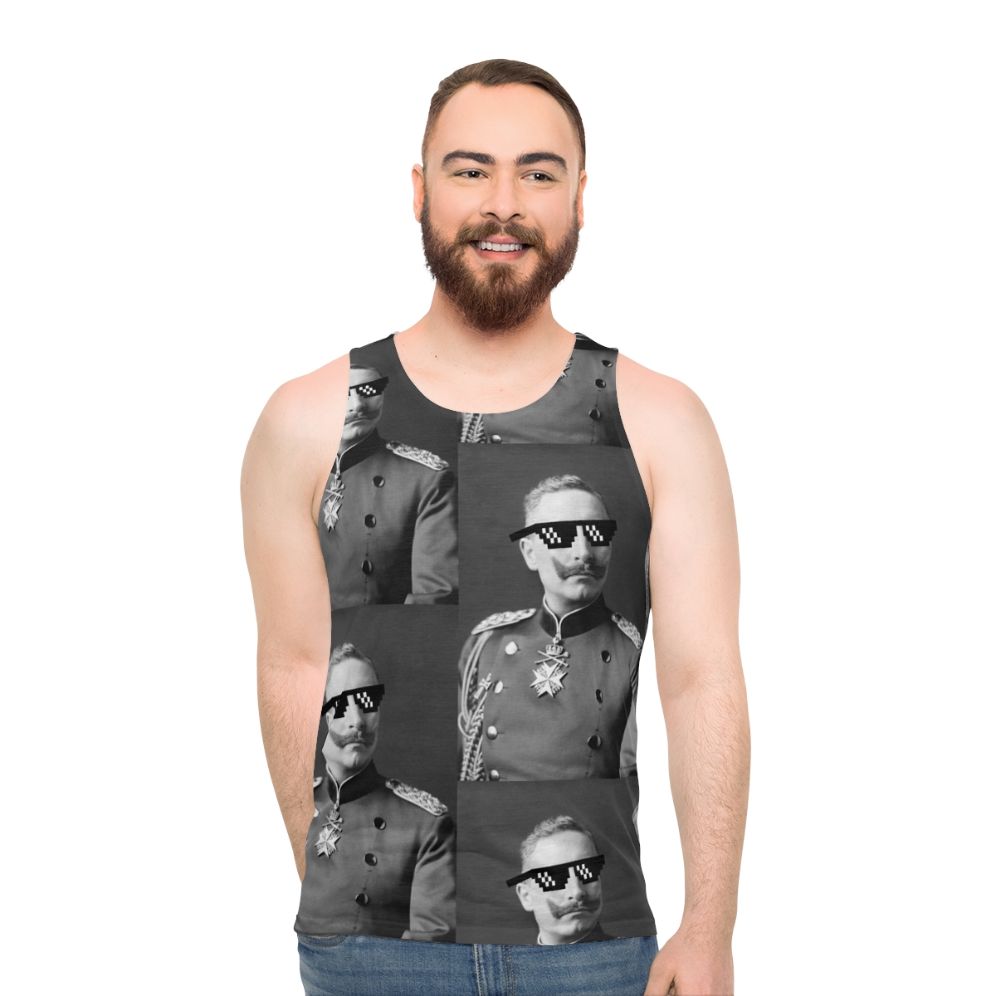Unisex tank top with "Deal With It" and image of Kaiser Wilhelm II