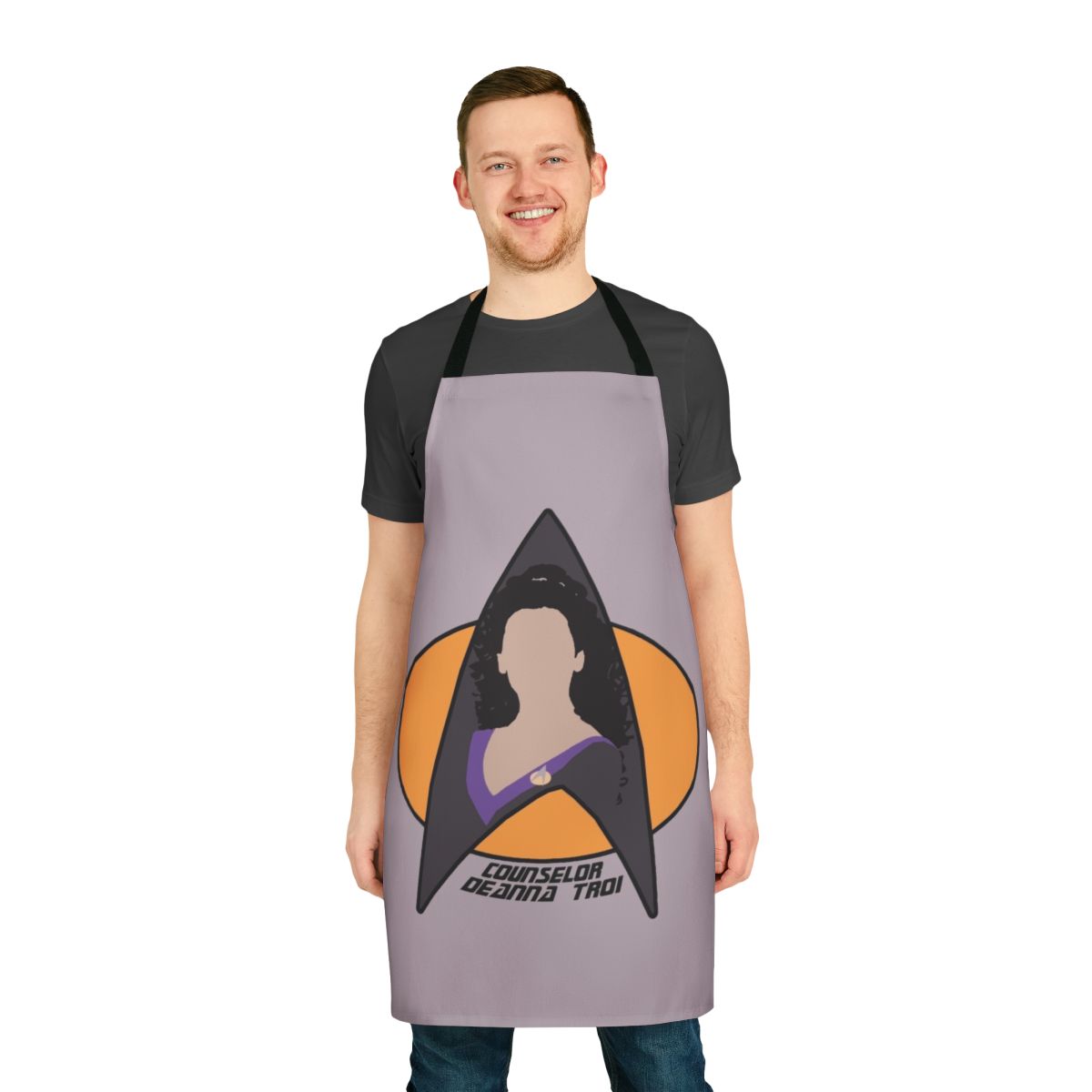 Deanna Troi inspired purple apron with Star Trek: The Next Generation design