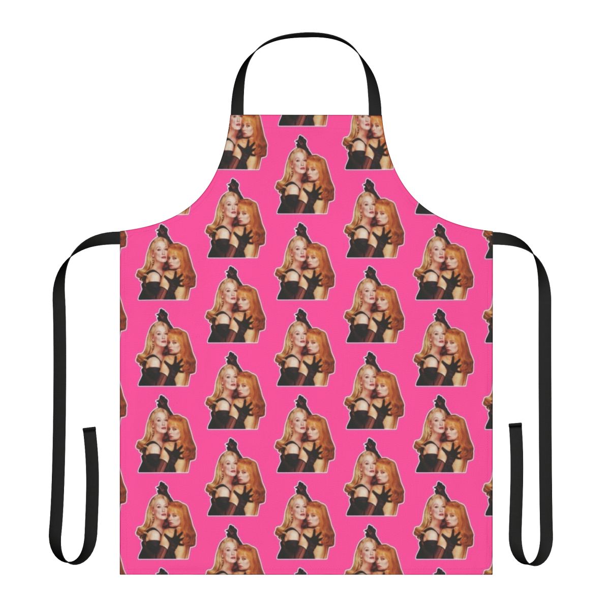 "Death Becomes Her" inspired apron featuring the iconic characters and style of the 1990s black comedy film