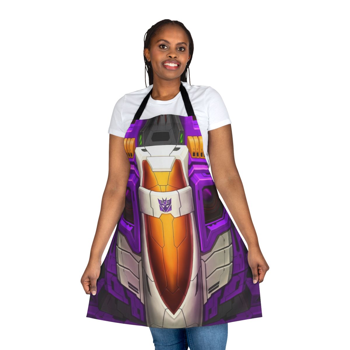 Transformers-themed apron featuring the Decepticon character Skywarp